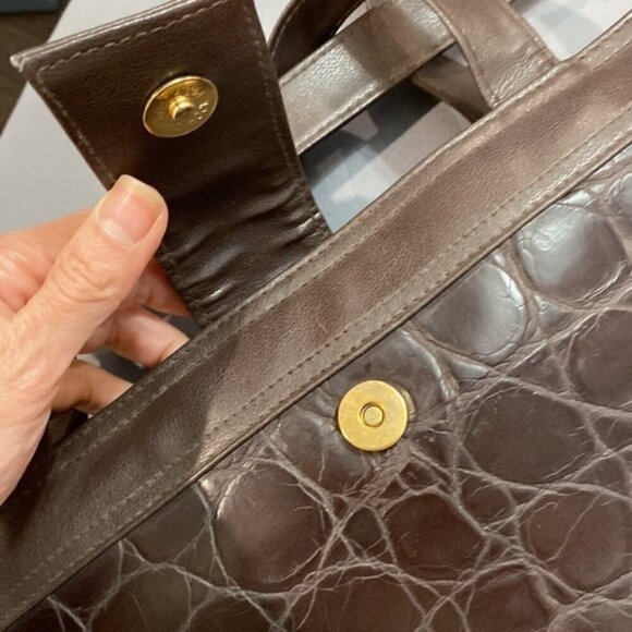BROWN Croc Shoulder Bag - Picture 11 of 11
